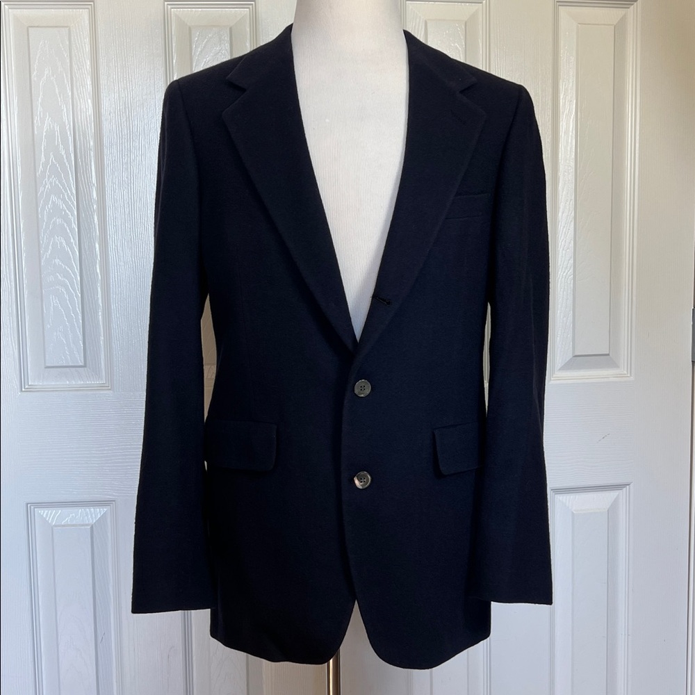 Vintage Aubrey Stuart Camel Hair Navy Coat Blazer 39R